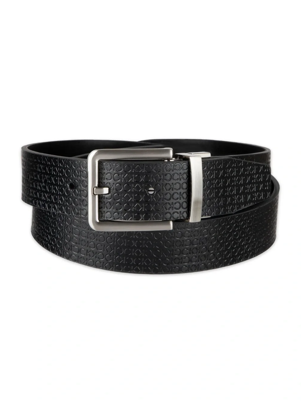 Calvin Klein Men's Micro Logo Strap Reversible Casual Belt Black Size S (30-32)